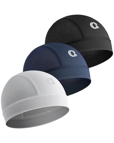 3-Pack Breathable Skull Cap Helmet Liners for Men - Black Blue Grey