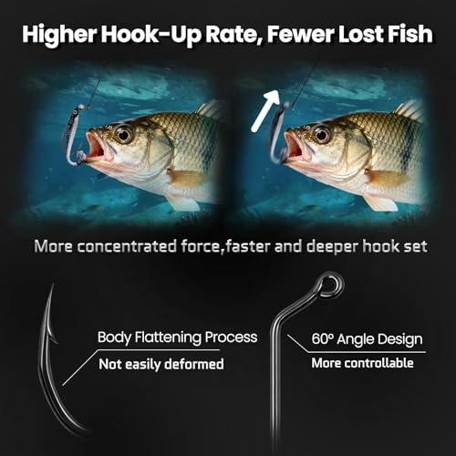 FishTrip 2/0 50pcs Long Shank Aberdeen Fishing Hooks - V Shaped Jig