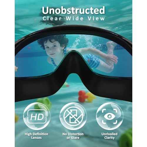 Kids Swim Goggles, Anti-fog, UV Protection and Wide View Swimming Goggles & Swim Cap for Age 3-15 Boys Girls Toddler