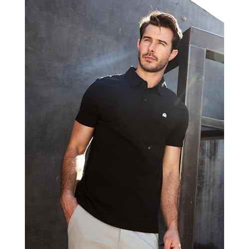 INTO THE AM Polo Shirts for Men - Slim Fit Short Sleeve Collared Shirt S - 4XL Fitted Collar Polos for Work