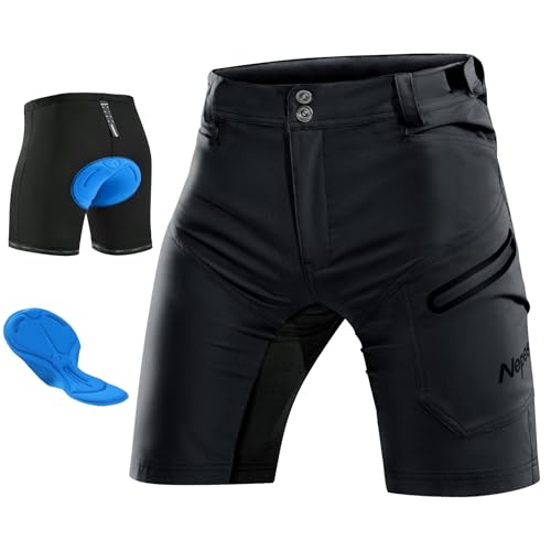 Nepest Men's Mountain Bike Shorts - Large, Black, 3D Padded, Quick Dry with Zip Pockets