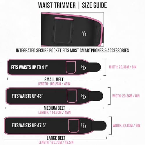 Large Black Pink Sweat Waist Trainer for Women & Men - Belly Fat Stomach Wrap