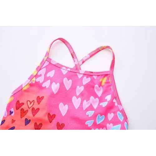 LUOUSE Girls Sparkle Swimsuits Quick Dry Crossback One Piece Beach Swimwear Bathing Suit with Adjustable Strap 4-9 Years