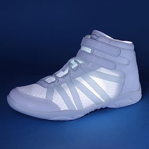 Girls High Top White Cheerleading Shoes Lightweight Sneakers - 12 Little Kid / White