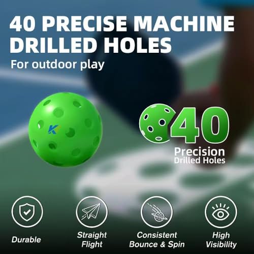 Honeycomb Pickle Balls Outdoor 40 Holes - Fluorescent Green Mint Green 6 Pack - USAPA Approved Tournament-Quality Sports Equipment