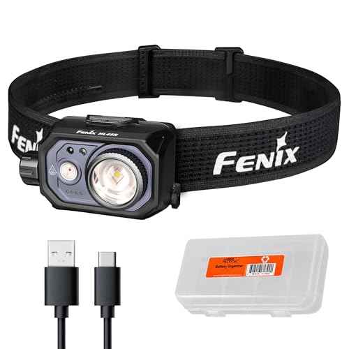 Fenix HL45R 1000 Lumen Zoomable Headlamp, USB-C Rechargeable, 3X AAA Dual Fuel, Gesture Sensing, Adjustable Focus with Floodlight,Spotlight, Red Light and Organizer