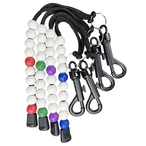 Golf Stroke Counter Beads Set with Clip - 4 Pack Golf Score Keepers
