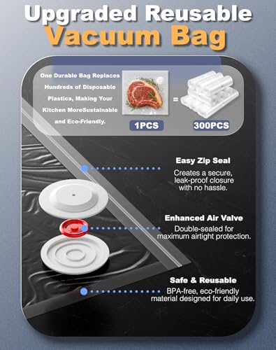 Handheld Food Vacuum Sealer with 30 Reusable Bags - White - Compact & Cordless