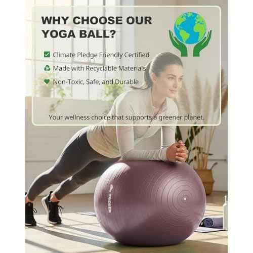 Trideer Exercise Ball Yoga Ball ? Office Seating & Balance Ball Chair, Stability Ball for Pilates, Physical Therapy,Core Training & Balance Improvement & Stretching