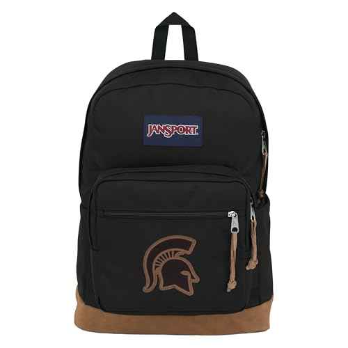 JanSport NCAA Officially Licensed Backpack, Michigan State Spartans, Right Pack with Padded 15-Inch Laptop Sleeve, Spacious Computer Bag, Durable Daypack with Bottle Pocket & Haul Handle, Black