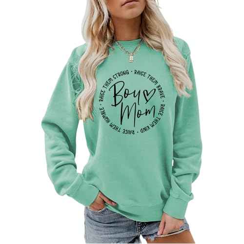 Boy Mom Sweatshirt for Women Long Sleeve Pullover Boy Mama Sweatshirt Casual Loose Lightweight Crewneck Fall Tops