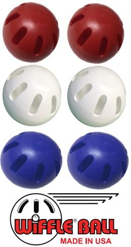 US-Made Wiffle Ball Six Pack Set - Red, White & Blue Official Softballs