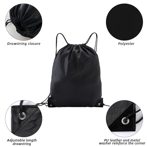 Black Drawstring Backpacks 20 Pack for Parties & Group Events