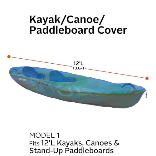 Classic Accessories Stellex Canoe, Kayak and Stand-Up Paddleboard Cover, Fits up to 12'L, Model 1