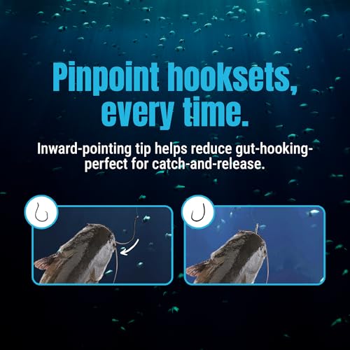 Reaction Tackle Heavy Wire Catfish Hooks 10/0 - High Carbon Steel Saltwater & Freshwater Fishing, 25 Pack