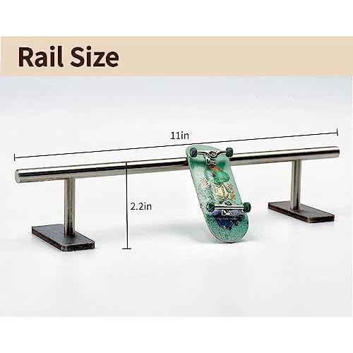 Fingerboard Rail Obstacles Self Assembled Made of Solid Stainless Steel for Pro Finger Skateboard (11" Long 2.2" Tall)