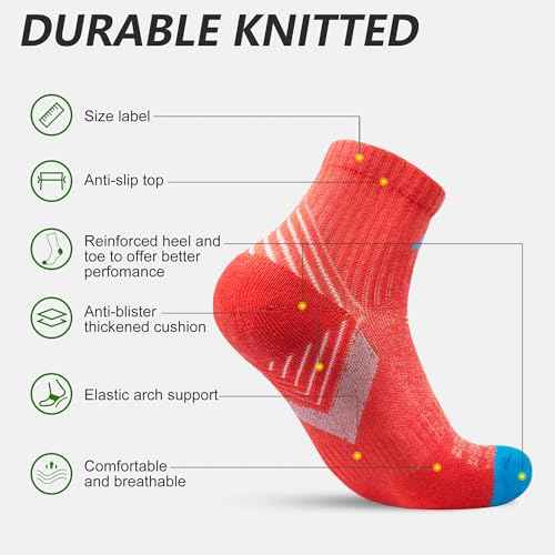 innotree Merino Wool Hiking Socks for Women Quarter Ankle Thermal Cushion Moisture Wicking Socks,5 Pairs