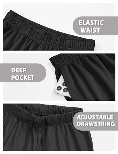 Youth Athletic Shorts for Boys 13-14 Years Quick Dry Soccer Basketball Gym Black