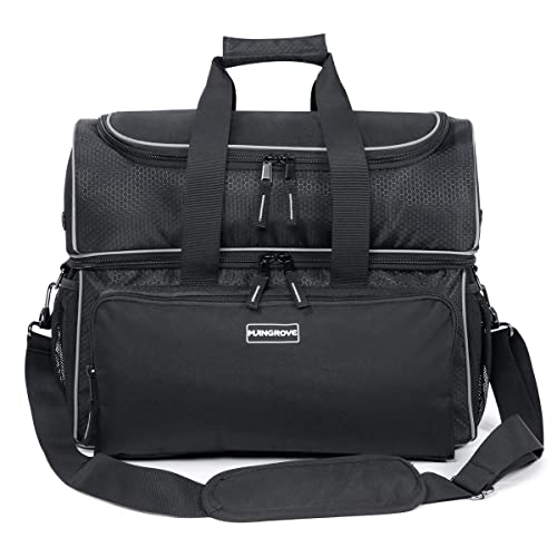 Mangrove Black Double Bowling Ball Bag with Padded Holder & Multiple Pockets