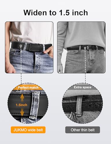 Men's 1.5 Inch Leather Ratchet Belt in Gift Box - All Black, Small 28-36 Inch