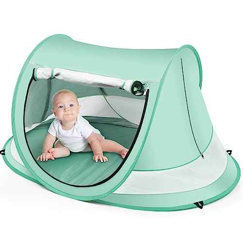 Baby Beach Tent,Large Pop Up Beach Tent Sun Shade for Beach,Portable Baby Travel Tent with Mosquito Net,Indoor Baby Play Tent,UPF 50+ UV Protection Sun Shelters for Infants