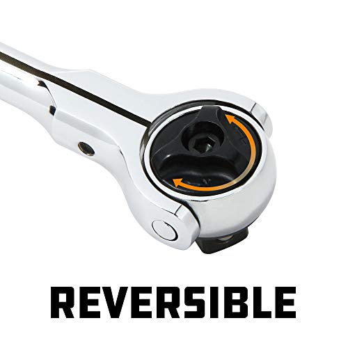 Powerbuilt 3/8 Inch Drive Swivel Head Ratchet - 72 Tooth, 5° Swing Compact Hand Tool