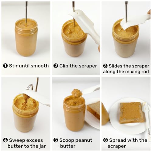 Peanut Butter Stirrer with Silicone Spatula for Hand Mixers & Drills - Stainless Steel Nut Butter Mixer Tool