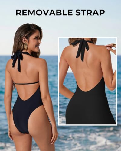 Women One Piece Tummy Control Swimsuit with Cover Up - Medium Black