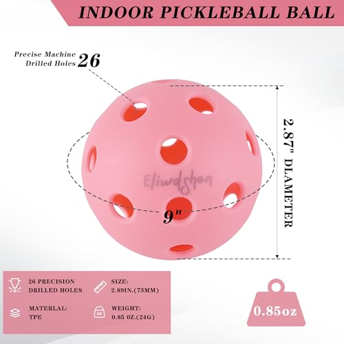 Indoor Pickleball Balls Light Pink 6 Pack - Crack-Resistant USAPA Certified Practice Balls