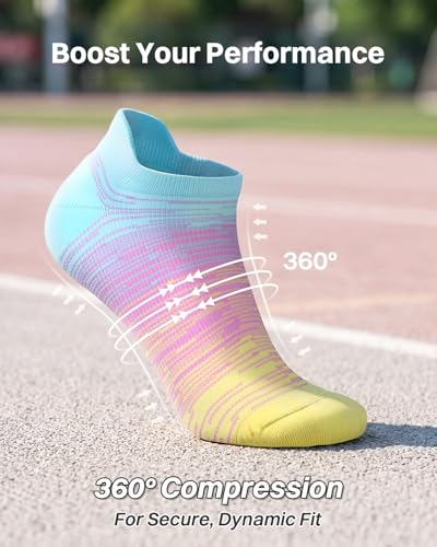 Ankle Compression Socks for Men Women Cushioned Support Plantar Fasciitis Relief 3 Pairs Tie Dye Medium