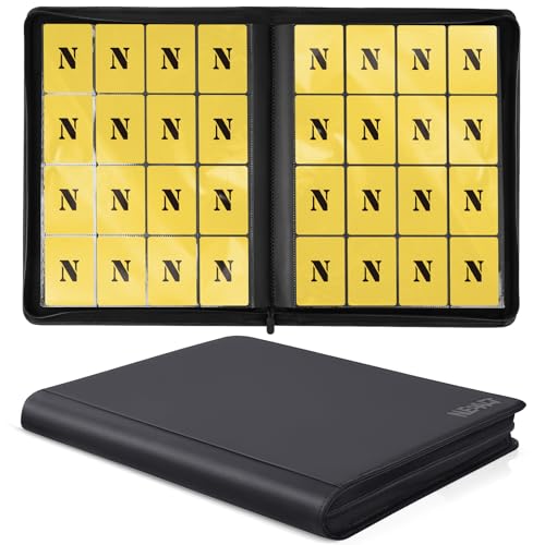 16 Pocket Card Binder - Ringless Trading Card Organizer - Black (16 Pockets)