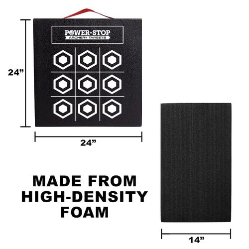 Power-Stop Archery Target - 24" High-Density Big Block Foam Target for Broadheads and Field Tips