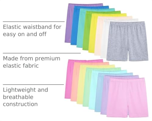 16 Pack Girls Dance Shorts Toddler Biker Under Dress Cartwheel Set - 4-5T, Gray Pink Yellow