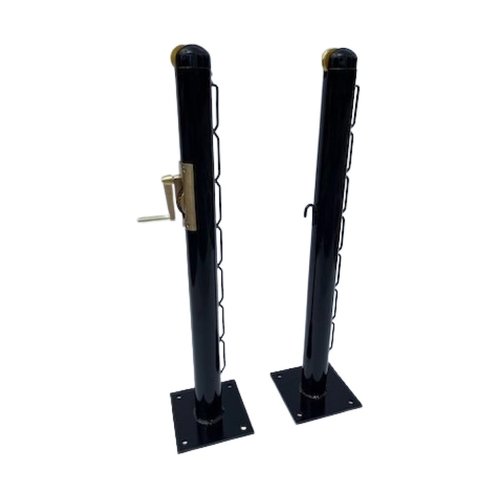 Putterman Tennis Posts – Surface Mount Kit – 3” OD Round, Internal Wind, Black – Optional Pipe Anchor