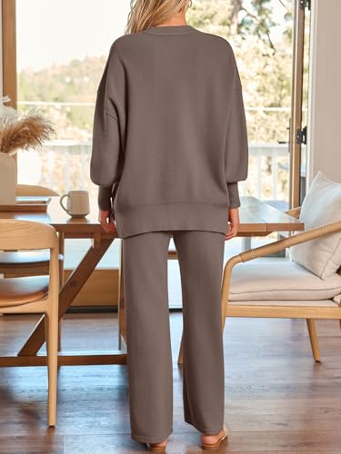 Women’s 2-Piece Lounge Sweater Set - Fall Outfit Medium Nutmeg