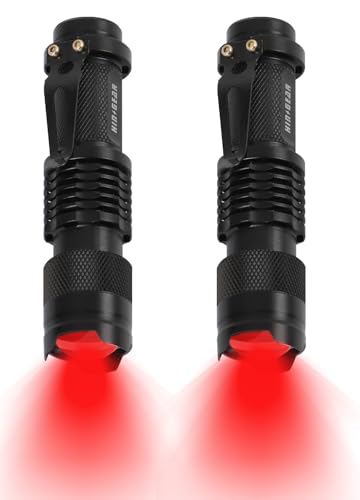 2 Pack Red LED Flashlight with Single Mode, Scalable Beam for Night Observation