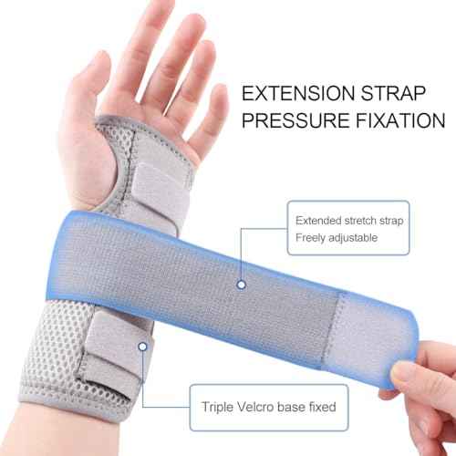Carpal Tunnel Wrist Brace Night Support with Splints Left Hand, Hand Brace for Arthritis, Tendonitis, Sprain, Injuries, Wrist Pain Relief, Adjustable and Breathable
