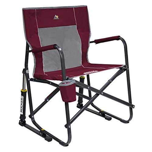 GCI OUTDOOR Freestyle Rocker Camping Chair | Portable Folding Rocking Chair with Solid, Durable Armrests, Drink Holder & Comfortable Backrest ? Cinnamon