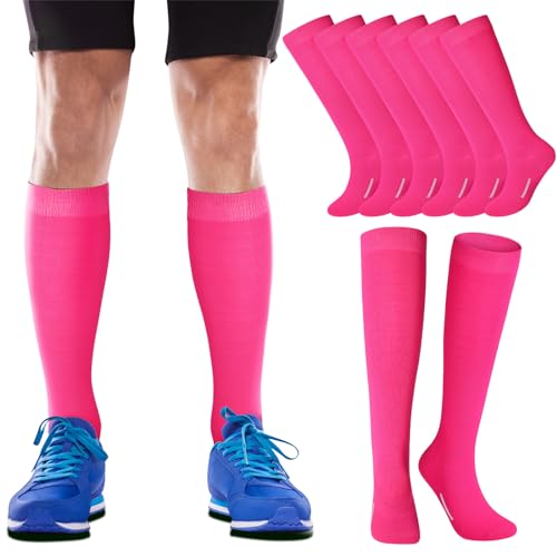 Youth Football Socks Bulk 12 Pairs Softball Soccer Socks - Small Hot Pink
