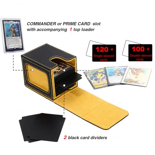 Venssu MTG Deck Box with Commander Display Window - Black & Yellow, 1 Window