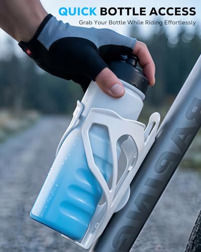 White Bike Water Bottle Holder with Tracker Slot - Fits 500ml PET Bottles, Quick Install