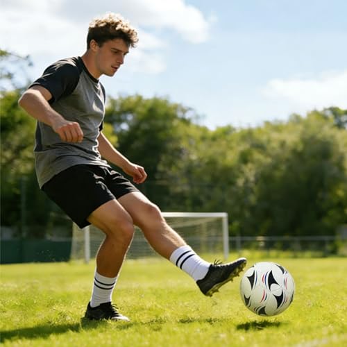 Soccer Ball with Pump - 1 Pack, White/Black/Blue/Red, Durable, Eco-Friendly