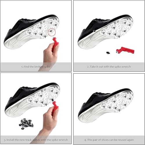 VOCOOL 100 pcs 1/4 Inch Stainless Steel Track and Cross Country Spikes - Black
