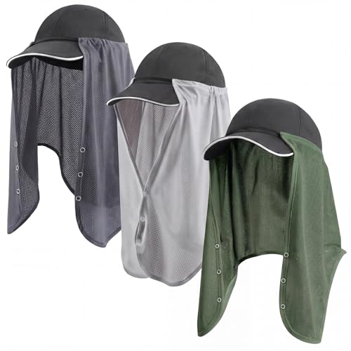Geyoga 3-Pack UV Sun Protection Neck Drape - Light Gray, Dark Gray, Army Green
