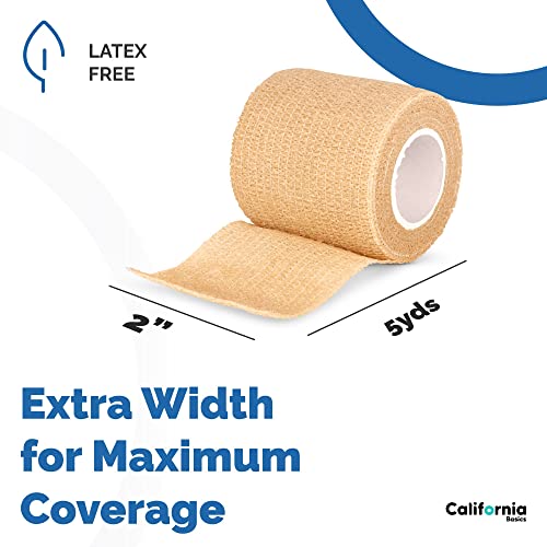 Self-Adhesive Athletic Bandage Wrap 2 Inch x 5 Yard Brown - Pack of 24