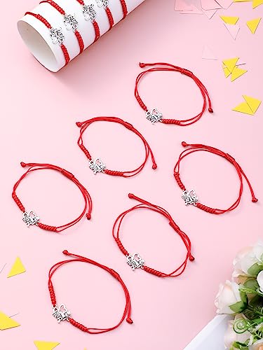 20 Pcs Cheerleader Charm Bracelets for Girls - Adjustable Cheer Team Jewelry - Red Variation