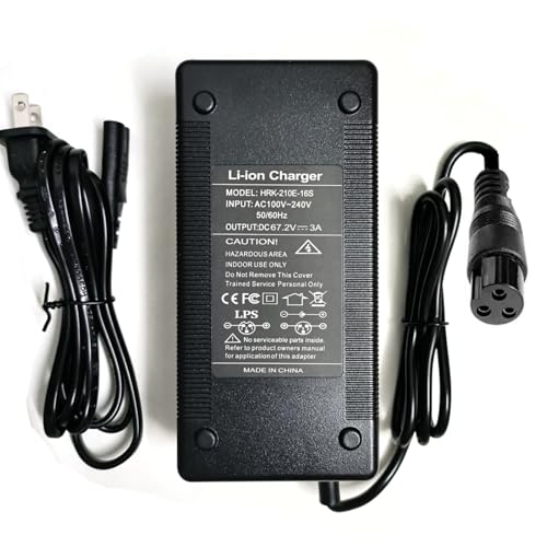 60V Electric Scooter Charger 3-Prong Connector for Yume, Kaabo, Wolf Warrior, VSETT & More