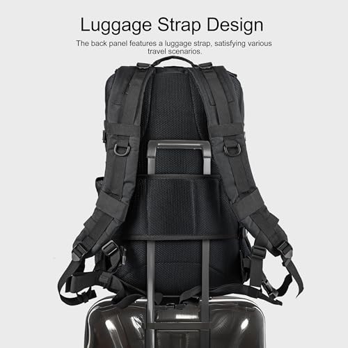 Military Tactical Backpack 50L with Shoe Compartment Black - 3 Day Assault Pack