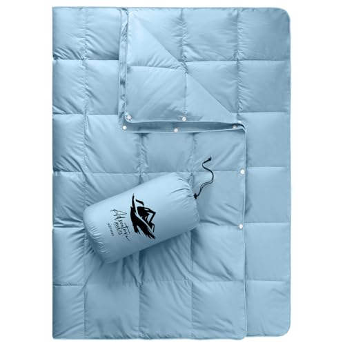 Lightweight Down Camping Blanket - Blue, 50x77 Inches, Puffy Quilt