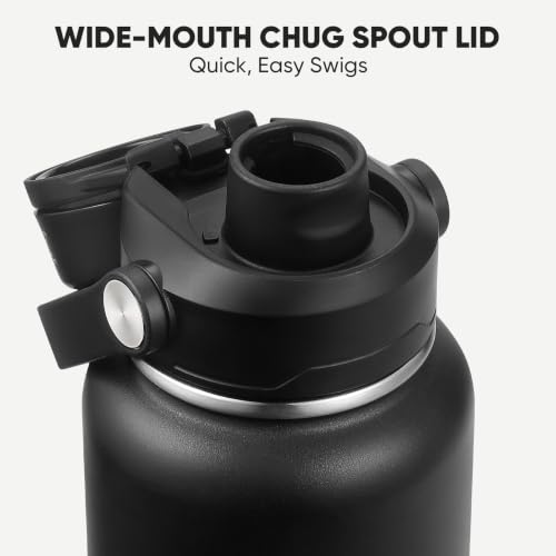 32 oz Insulated Stainless Steel Water Bottle with Removable Straw - Indigo Black